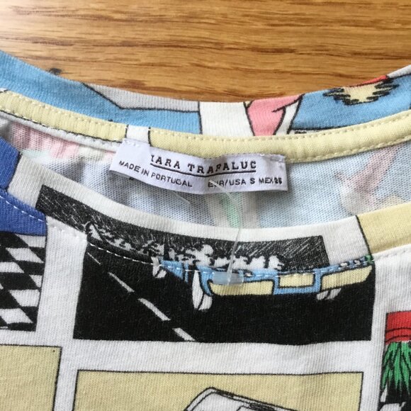 Zara Trafualuc Comic Graphic Short Sleeve Tshirt Top - Picture 6 of 6